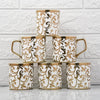 Femora Gloden Floral Motif Pattern Golden Tea Mugs, Ceramic | Coffee Mugs | 180 Ml | Golden | 6 Pcs Set | Not Microwave Safe