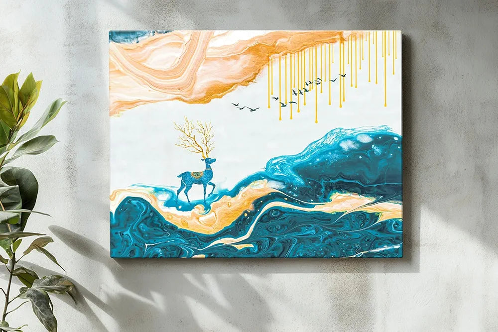 ArtX Canvas Deer Painting Big Size Scenery Abstract Painting