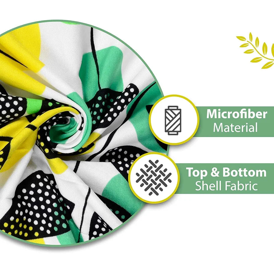 Divine Casa 120 GSM Microfiber Single Dohar Soft & Lightweight Throw Blanket Tropical Leaf Pattern Colour Green & Yellow