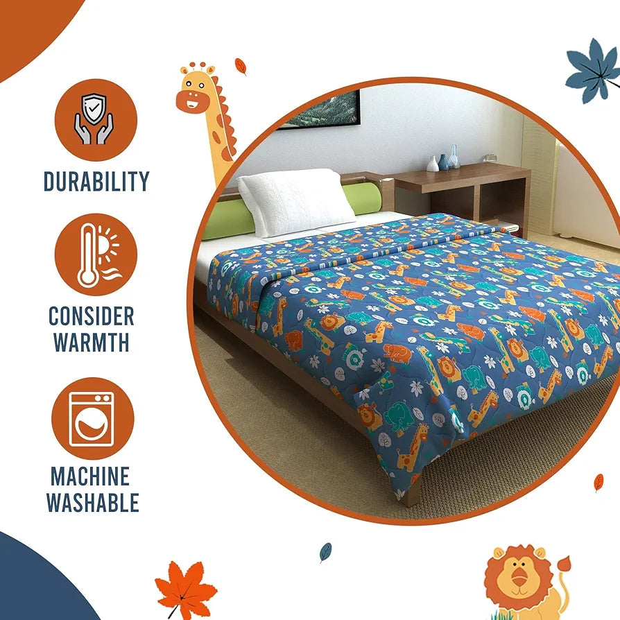 Divine Casa 120 GSM Cotton Single Bed Comforter Soft & Lightweight Reversible All-Season Blanket Iris Deep