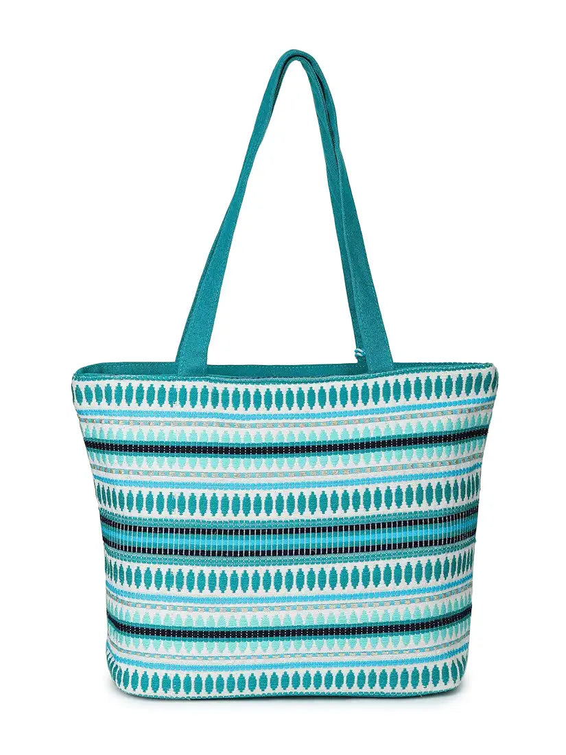 Klondon Alii And Aliizey Tote Bag For Women With Zip Bag Colour Teal Gold