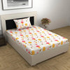 Divine Casa 144 TC 100% Cotton Single Bedsheet with 1 Pillow CoverAbstract Pattern Colour Marlin White