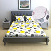 Divine Casa 100% Cotton 144 TC Cotton Elastic Fitted Bedsheets Double Size with 2 Pillow Covers Colour Yellow Gray