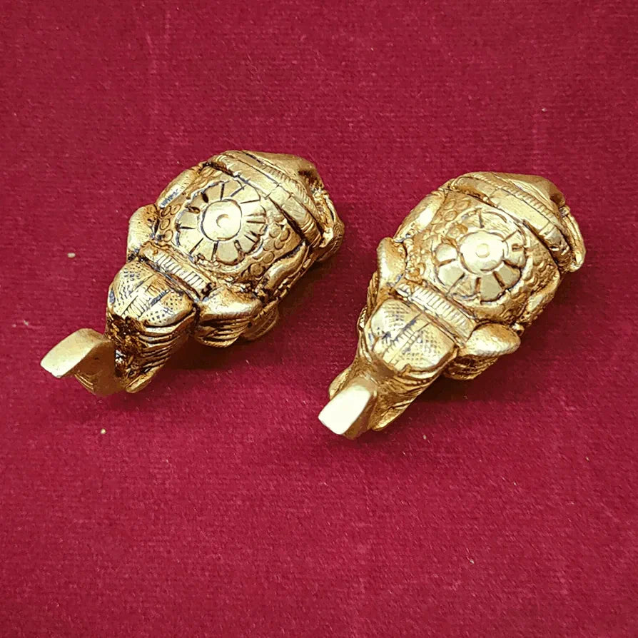 anciently Brass Elephant Pair Showpiece for Home Decor | Elephant Idols for Pooja Room, Brass, Height 4CM, Gold Colour, 2 Piece