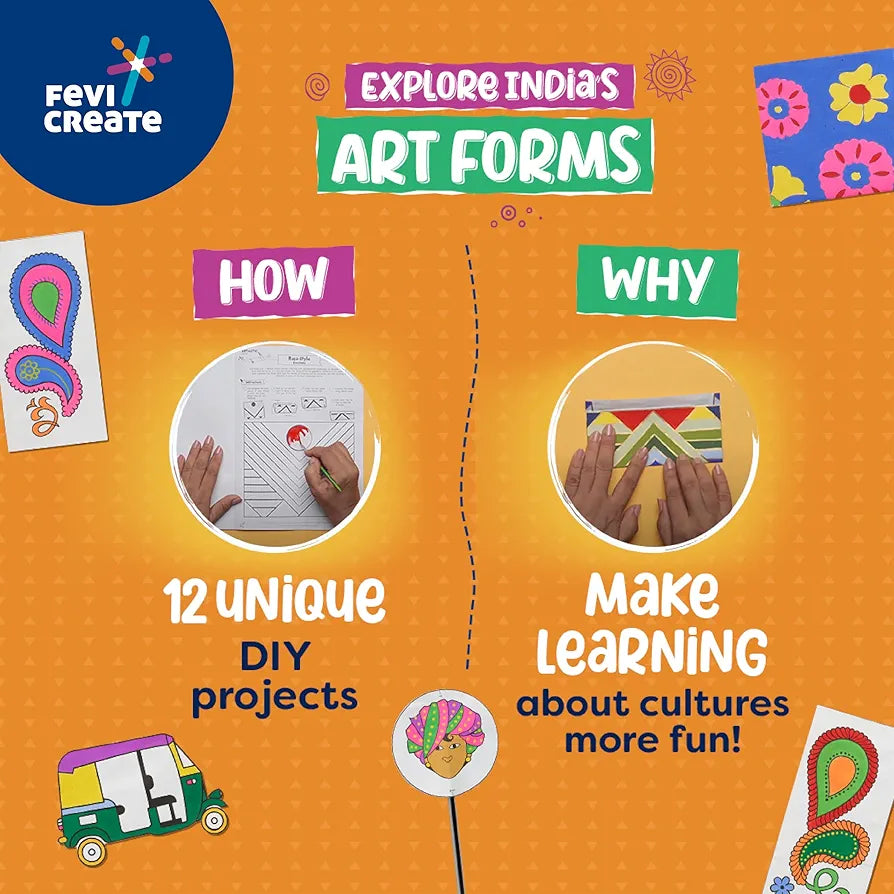 Fevicreate Artastic India Craft Kit | Project Book with 12 Educational Activities, Colours, Craft Supplies | Fun way to boost child's knowledge | By Fevicol | Return Gift for Kids Age 8+ years