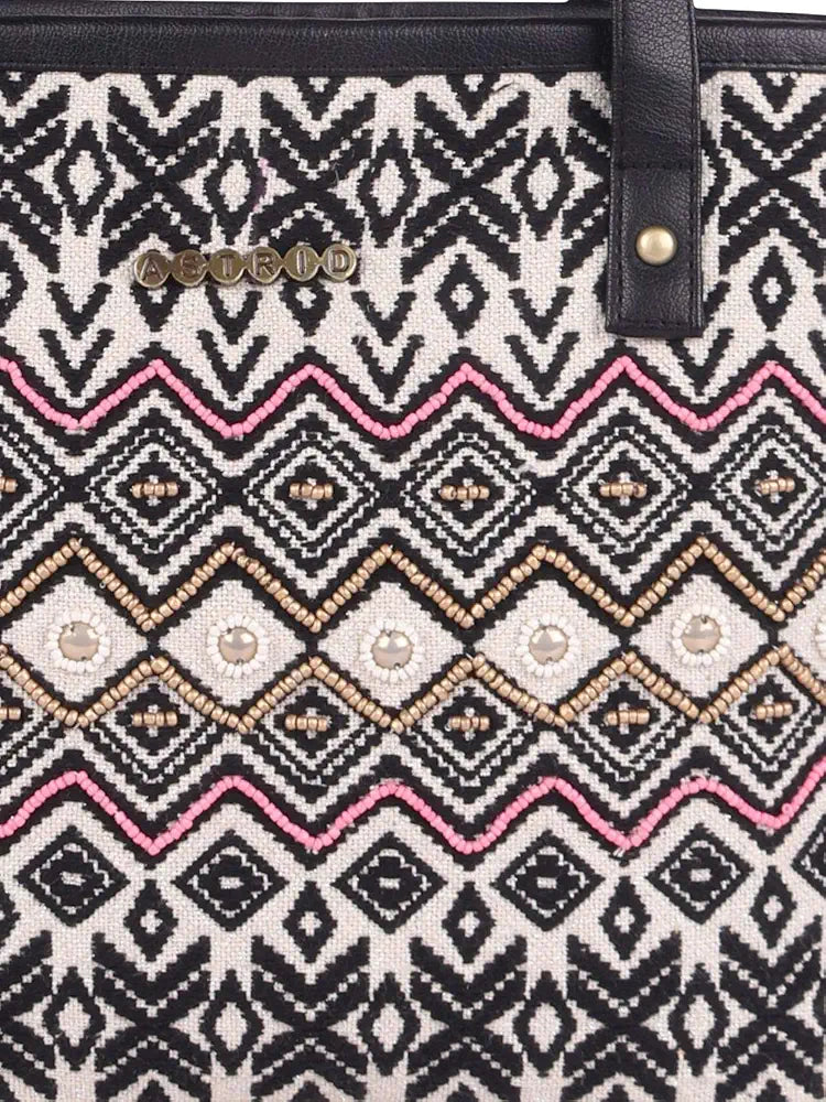 Astrid Women's Embroidered Cotton Tote Bag With Zip And Completely Biodegradable