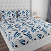 Huesland by Ahmedabad Cotton 144 TC Cotton King Size Bedsheet with 2 Pillow Covers - White & Blue