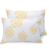 Huesland by Ahmedabad Cotton 144 TC Cotton Pillow Cover Set of 2 | White | Yellow Print