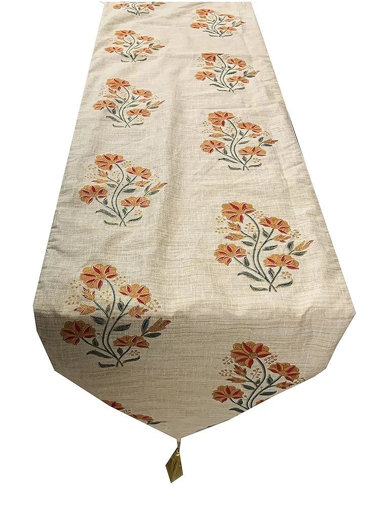 Pink Parrot-jute Silk Table Runner Colour Pink