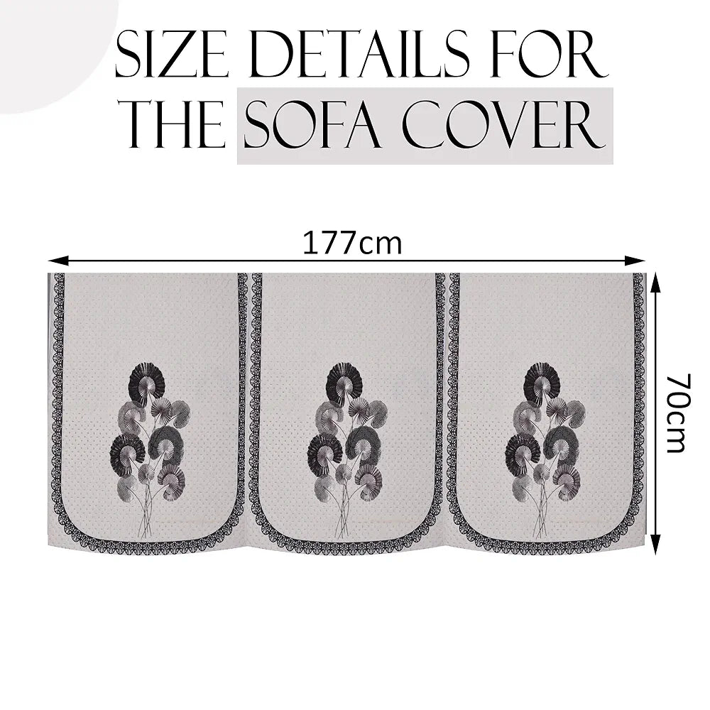 Kuber Industries Set of 6 Velvet 3 Seater Sofa Covers for Living Room Digital Flower-Cream & Green