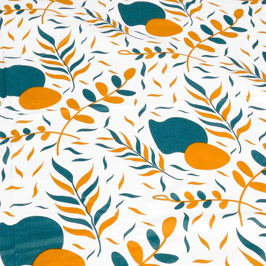 Divine Casa 144 TC Cotton Bedsheet for Single Bed with 1 Pillow Cover Colour Teal Mustard