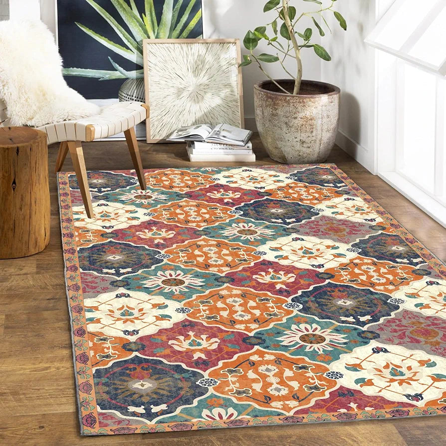 ishro home Feet 3D Jet Multi Printed Carpet Rug Runne Colour Retro 3 x 5 Feet