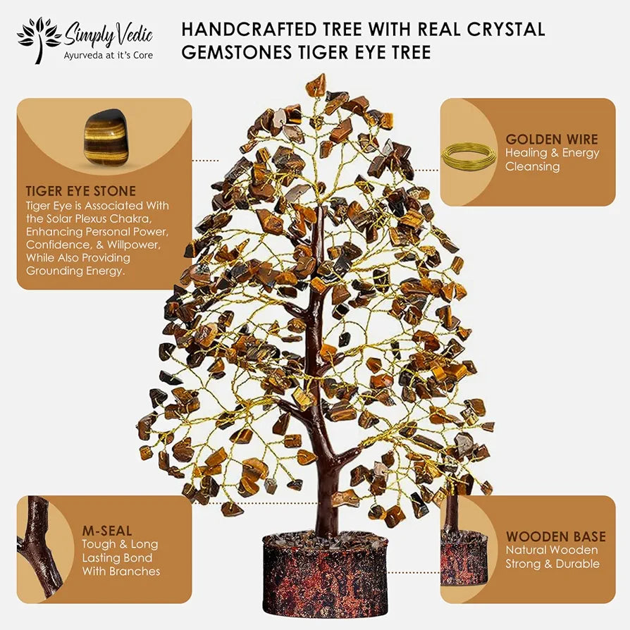 Simply Vedic Chakra Tiger Eye Crystal Tree