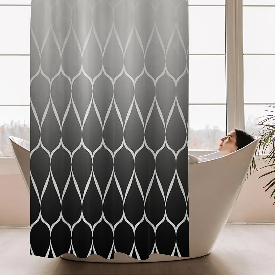 Homethreads Embrace Luxury with Our 6-Feet Long Premium Polyester Shower Curtain with 12 Hooks for a Lavish Bathroom Machine Washable Black
