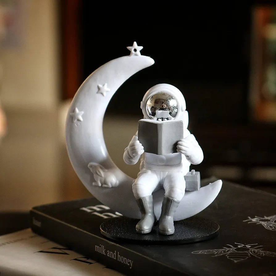 Street27 Astronaut Sitting on Moon Figurine Showpiece for Home Décor Idols