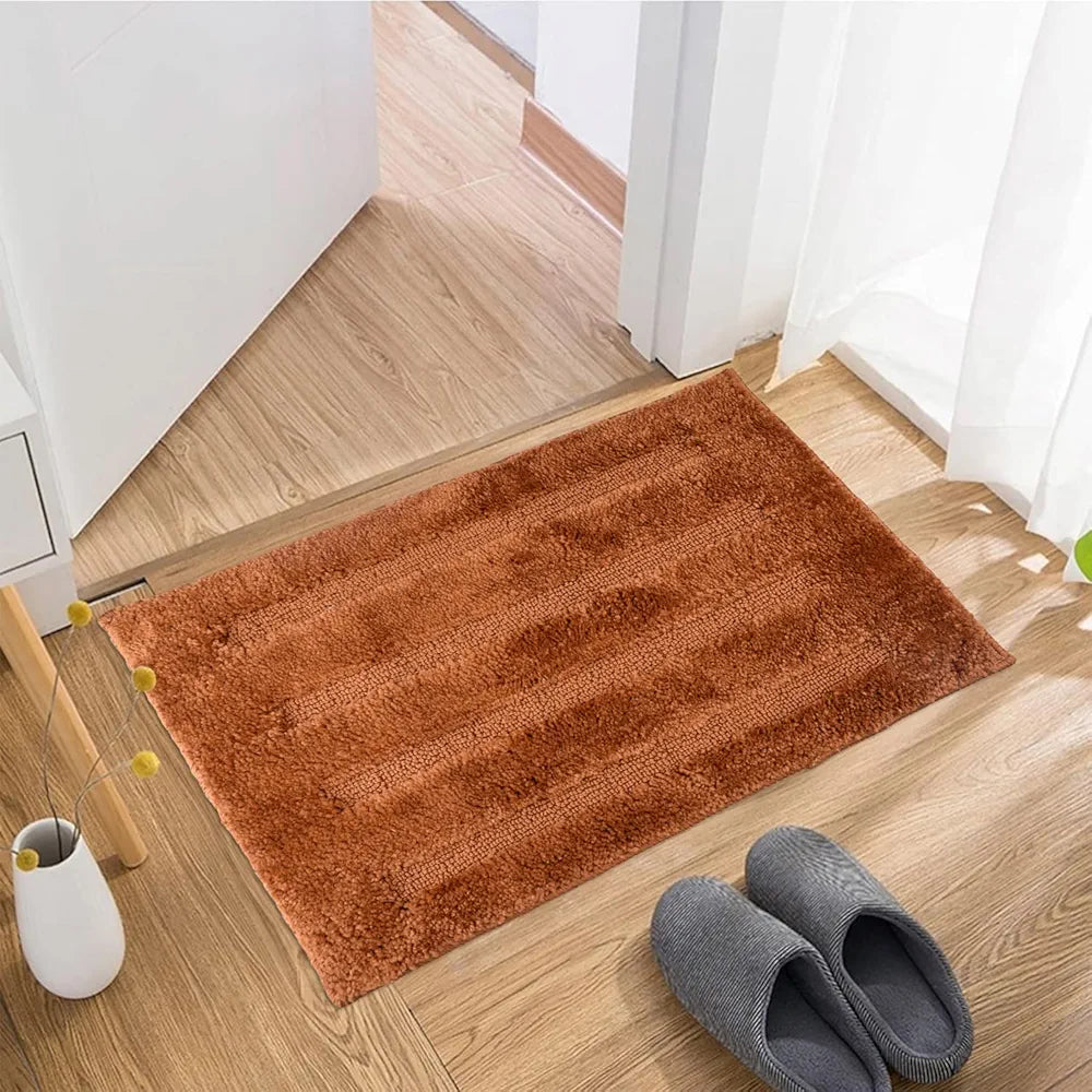 Kuber Industries Door Mat 4 Striped Doormat Velvet Entrance Mat Golden