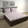 Divine Casa 144 TC 100% Cotton Bedsheet for Double Bed with 2 Pillow Cover Colour Scarlet Grey