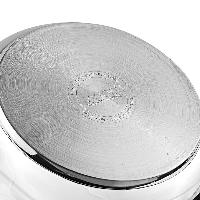 Vinod Europa Stainless Steel Inner Lid Pressure Cooker - 3 Litres | Handi Shape | Sandwich Bottom Cooker | Induction and Gas Base