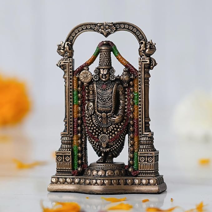 Ecraftindia Handcrafted Polyresin Bronze Tirupati Balaji Idol | God Venkateswara Statue