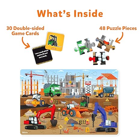 Skillmatics Floor Puzzle & Game Piece & Play Construction Site Jigsaw & Toddler Puzzles Educational Toy