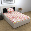 Divine Casa Floret 100% Cotton Double Fitted Bedsheet 144 TC Colour Rosy Retreat