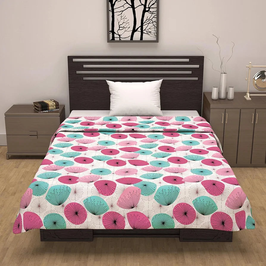 Divine Casa 100% Cotton Single Bed Dohar Lightweight & Soft AC Blanket Reversible Summer Quilt Colour Rose Pink