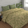 Huesland by Ahmedabad Cotton 144 TC King Size Bedsheet Cotton with 2 Pillow Covers | Botanical Bliss | Vanilla & Green