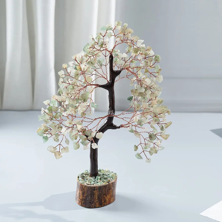 Bezavo Green Jade Crystal Tree Feng Shui Tree Copper Wire