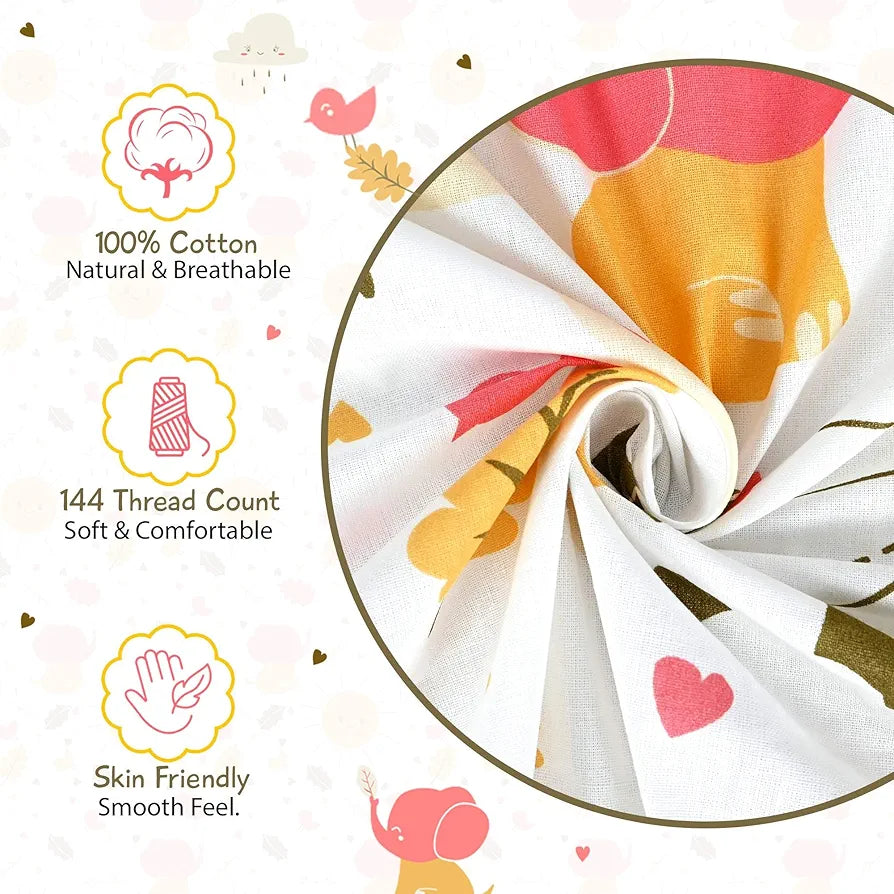 Divine Casa 144 TC 100% Cotton Single Bedsheet with 1 Pillow CoverAbstract Pattern Colour Marlin White