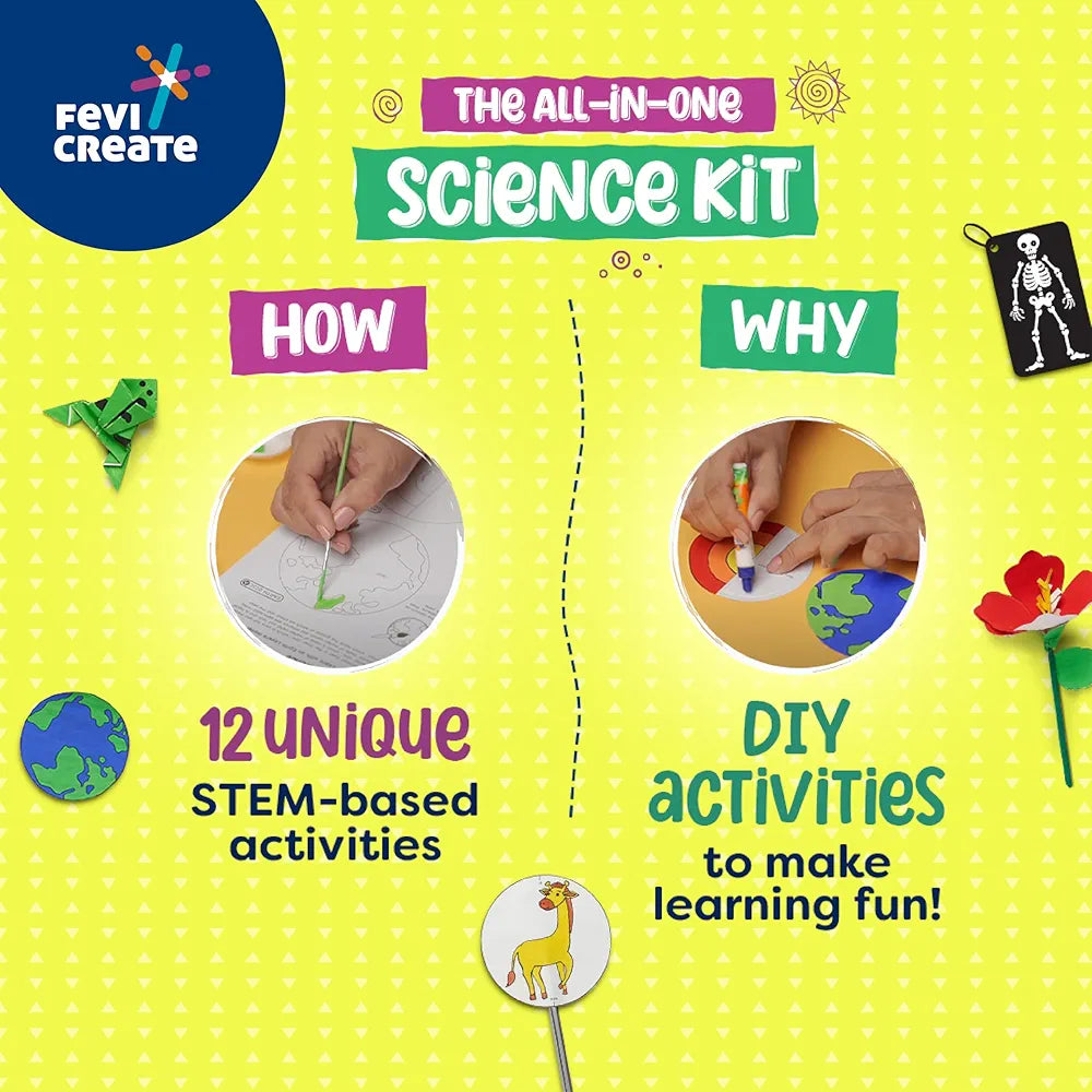 Fevicreate Artastic Science Craft Kit | Project Book with 12 Educational Activities, Colours, Craft Supplies | Fun way to boost child's learning | By Fevicol | Return Gift for Kids Age 8+ years