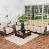 Kuber Industries Set of 16 Anti-Skid Sofa Cover 5-Seater with Arm Cover Star Print Cream & Brown