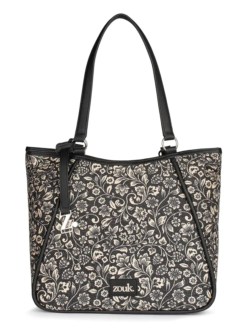 Zouk Naisha Tote Jute & Leather Handbag for Women