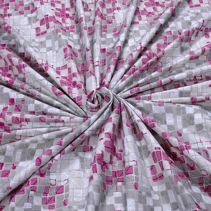 Huesland by Ahmedabad Cotton 144 TC King Size Bedsheet Cotton with 2 Pillow Covers | Grid | Burgundy, Grey & White