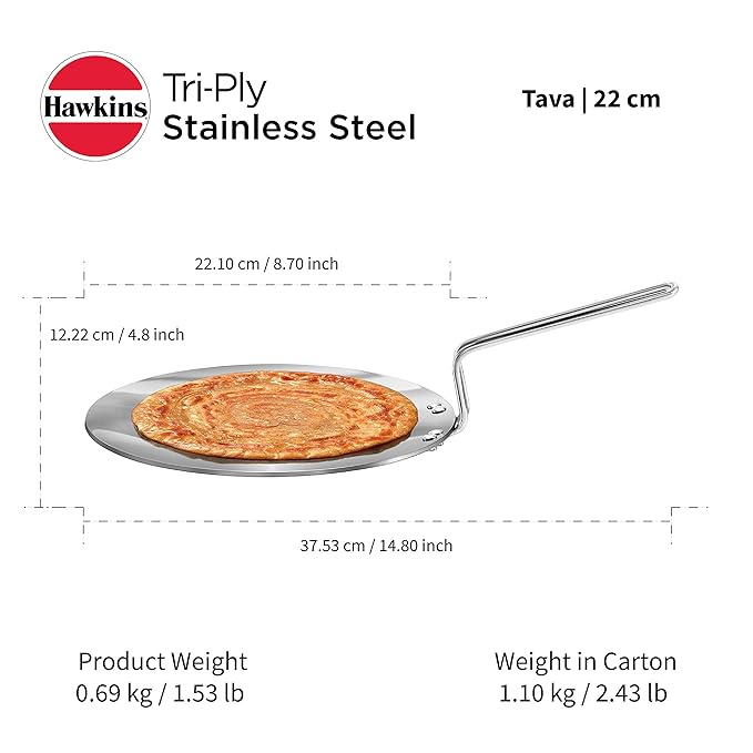 Hawkins Tri-Ply Stainless Steel Tava Induction Compatible