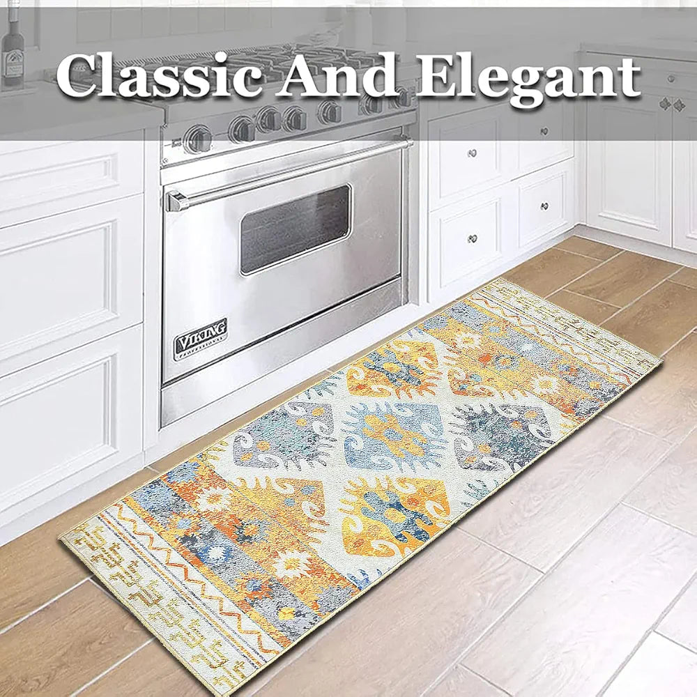 Ishro Home 3d Printed Bedside Runner Carpet Anti Skid For Home Kitchen Colour Classic Retro