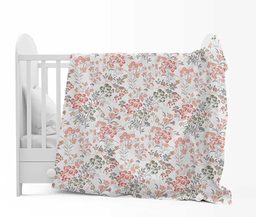 Divine Casa Floret 100% Cotton Single Kids Dohar 120 GSM Soft & Lightweight Throw Blanket Colour Floral Blush