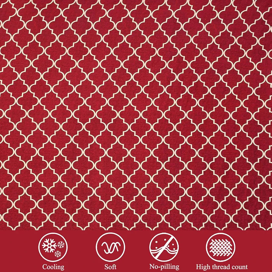 Fresh From Loom Microfiber Single Bed Geometric Bedsheet With 1 Pillow Covers 144 TC Maroon Vector