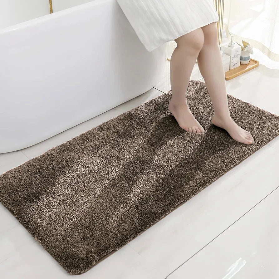 Luxe Home International Microfibre Rectangular Bath Mat Super Soft Anti Skid Newman Mats For Bathroom Colour Chocolate