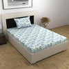Divine Casa 100% Cotton Bedsheet for Single Bed, 144 TC Bedsheet Single Size Bed Cotton with 1 Pillow Cover Colour Aqua Bloom