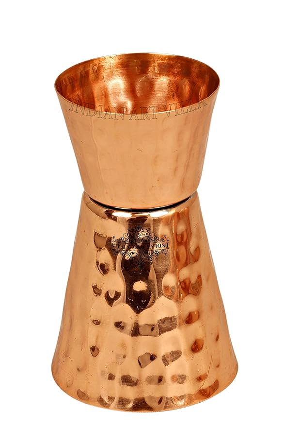Indian Art Villa Hammered Copper Jigger Shot Glass Cup 2 Pieces