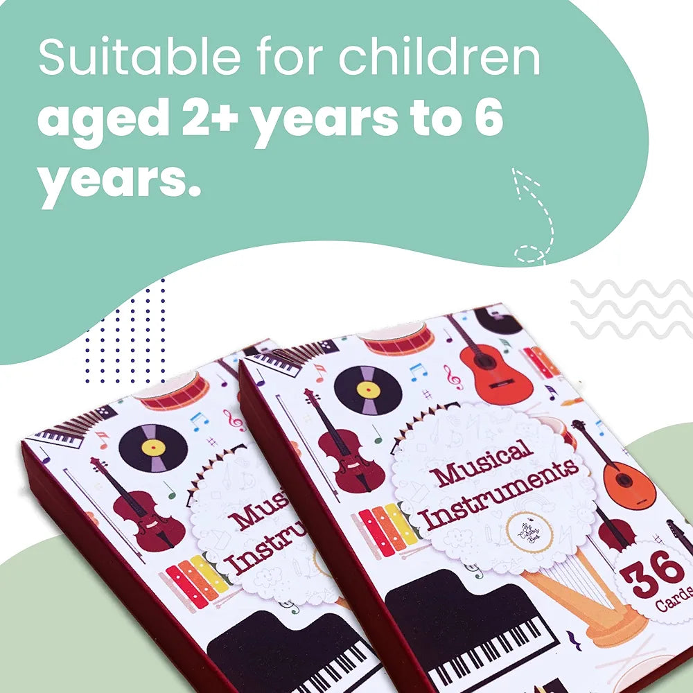 The Curious Bees - Musical Instruments Flash Cards | 36 Laminated Cards | Age Group: 2-5 Years | Ideal for Early Learning as a Pre School Fun Education Activity