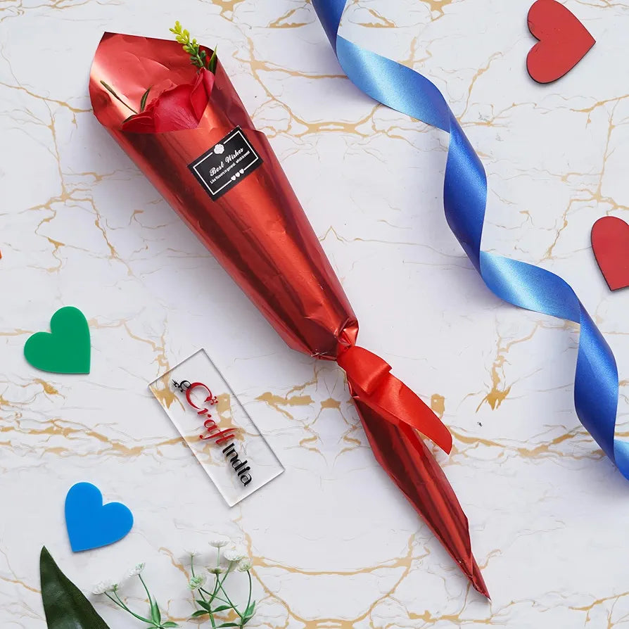 Best Wishes Artificial Red Rose Flower Decorative Showpiece