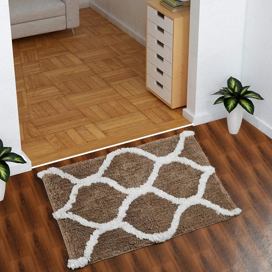 Aerohaven Glorious Super Soft Microfiber Designer Anti Slip Bathmat Coffee Colour