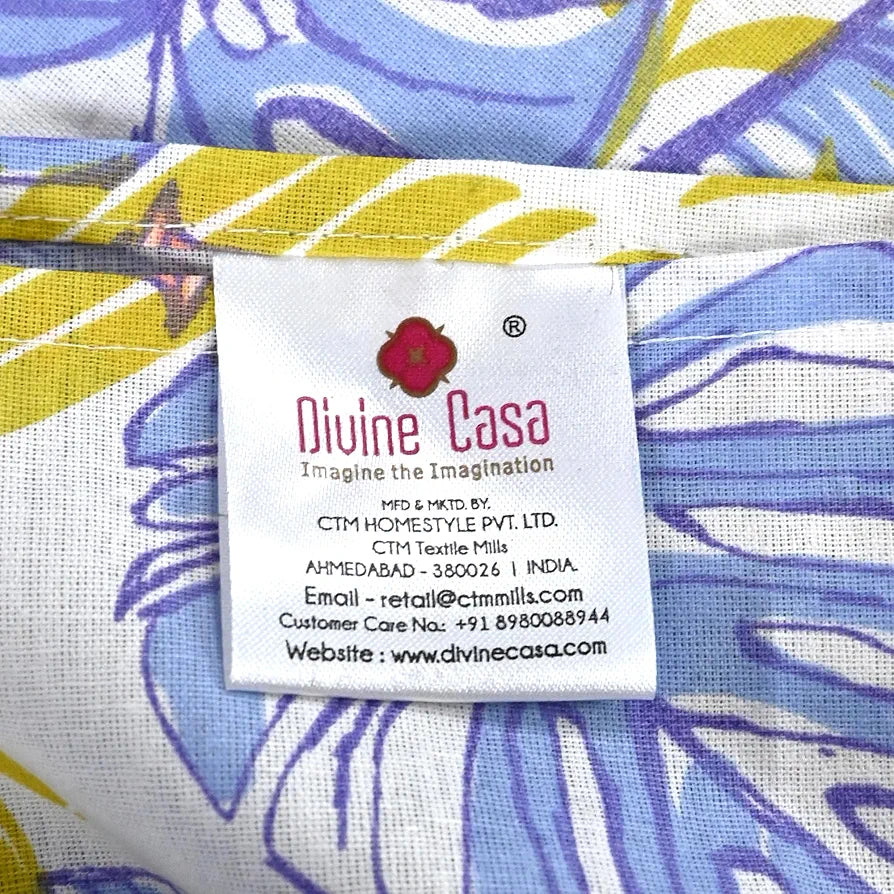 Divine Casa 144 TC Pure Cotton Double Bedsheet with 2 Pillow Covers Floral Bliss Colour Purple Yellow