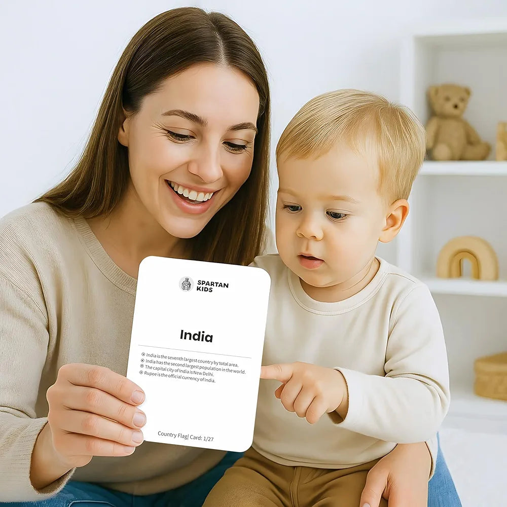 SPARTAN KIDS® Premium Country Flags Flash Cards for Kids | Easy & Fun Way of Learning