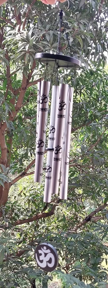 Tej Gifts Feng Shui Metal Wind Chime with Om Printed 5 Pipes Standard