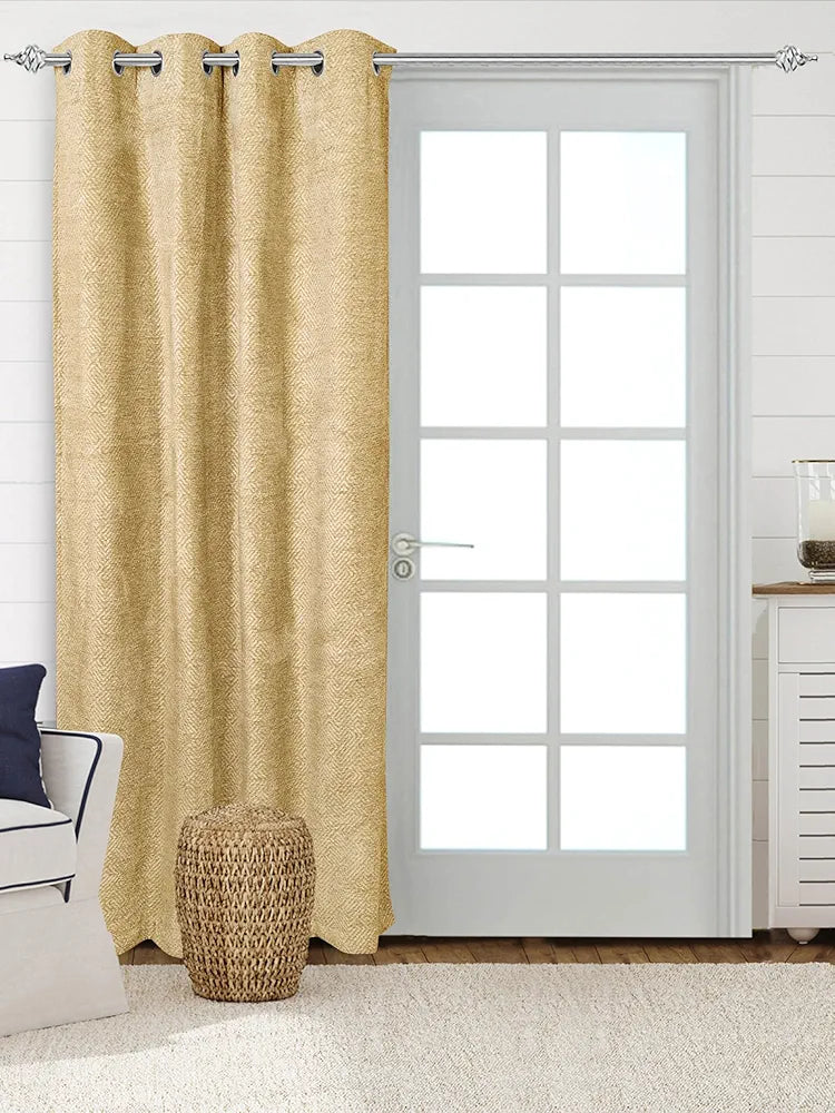 Saral Home Pacman Chenille Blackout Long Door Curtains 1pc Colour Gold