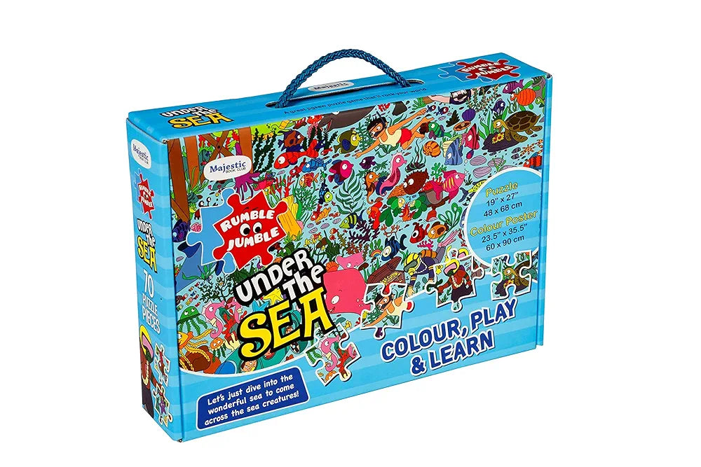 THE BOOK TREE Under The Sea Fun And Educational Floor Puzzle By Majestic Book Club, Package Includes A Big Size Colouring Poster And Jigsaw Puzzle Packed In A Beautiful Box For Kid
