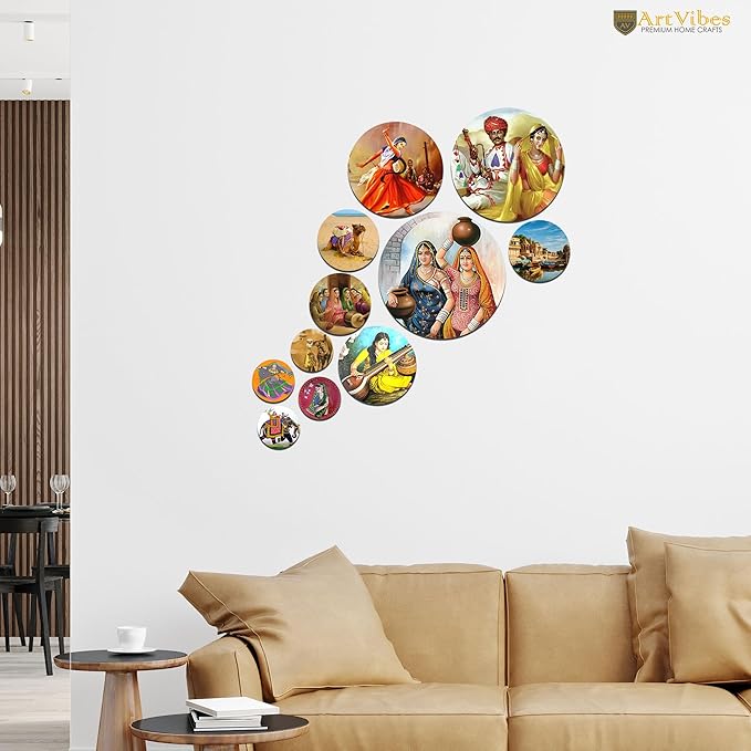 Artvibes Decorative Mdf Wooden Wall Hanging Decoration Item for Home | Pack of 11 Pieces
