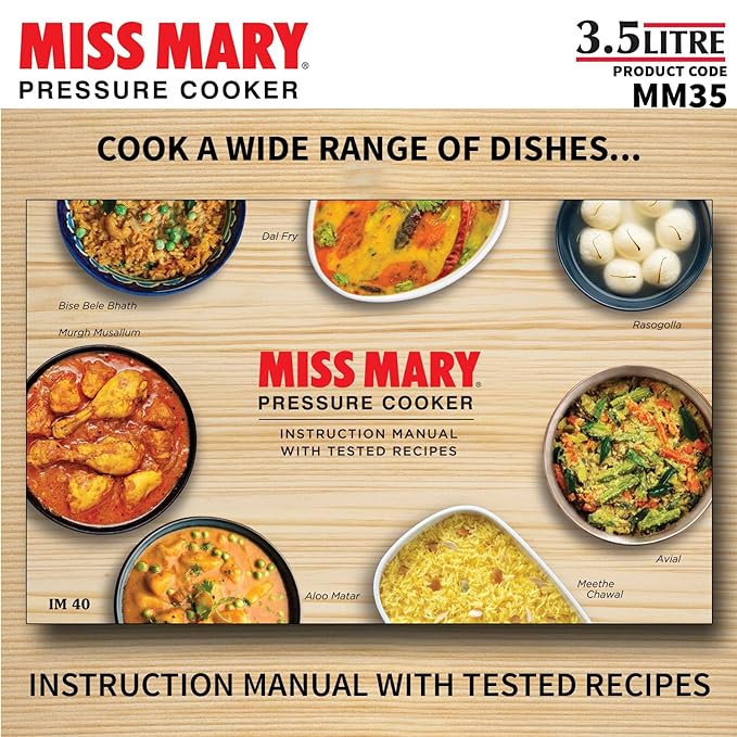 Hawkins 3.5 Litre Miss Mary Pressure Cooker Inner Lid Cooker Silver